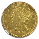 1846 $5 Liberty Gold Half Eagle MS-61 NGC (Large Date)