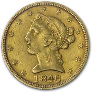 1846 $5 Liberty Gold Half Eagle XF (Large Date) 1846 $5 Liberty Gold Half Eagle XF (Large Date)