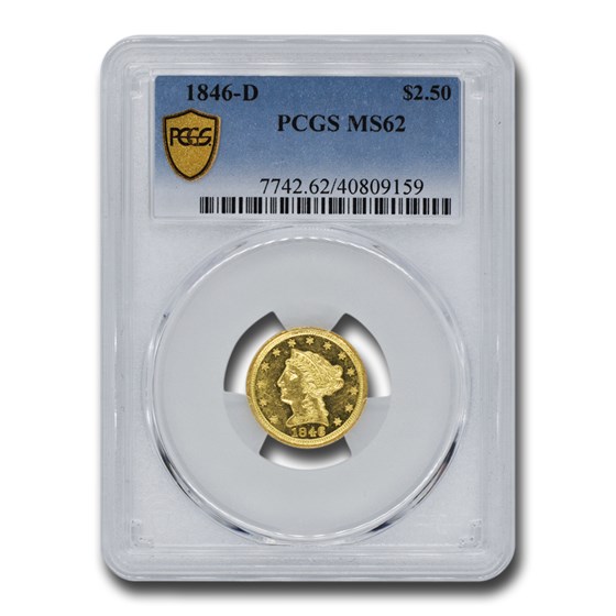 1846-D $2.50 Liberty Gold Quarter Eagle MS-62 PCGS 1846-D $2.50 Liberty Gold Quarter Eagle MS-62 PCGS