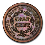 1846 Half Cent PR-65 PCGS CAC (Brown, Restrike Rev. of 1840)