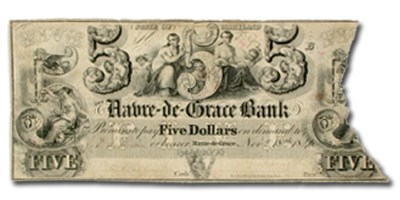 1846 Havre-de-Grace Bank of Havre-de-Grace, MD $5.00 MD-250 VF 1846 Havre-de-Grace Bank of Havre-de-Grace, MD $5.00 MD-250 VF