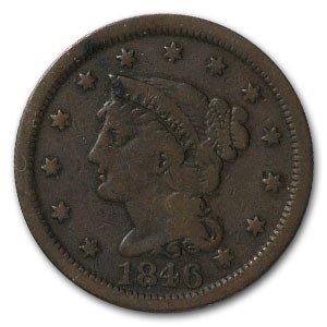 1846 Large Cent Sm Date VF