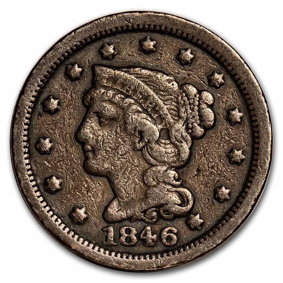 1846 Large Cent Sm Date VG
