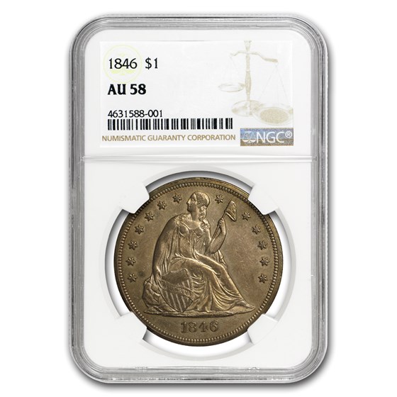 1846 Liberty Seated Dollar AU-58 NGC 1846 Liberty Seated Dollar AU-58 NGC
