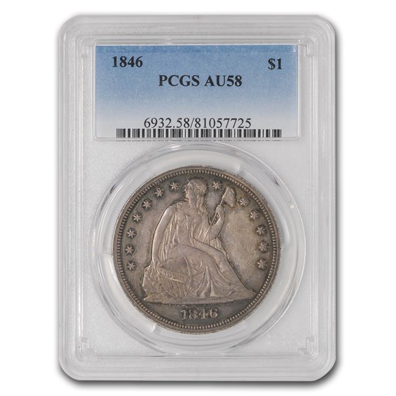 1846 Liberty Seated Dollar AU-58 PCGS 1846 Liberty Seated Dollar AU-58 PCGS