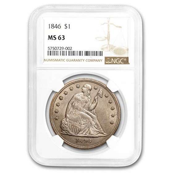 1846 Liberty Seated Dollar MS-63 NGC 1846 Liberty Seated Dollar MS-63 NGC