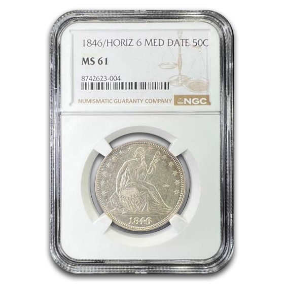 1846 Liberty Seated Half Dollar MS-61 NGC (Horizontal 6 Med Date)