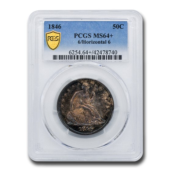 1846 Liberty Seated Half Dollar MS-64+ PCGS (6/Horizontal 6) 1846 Liberty Seated Half Dollar MS-64+ PCGS (6/Horizontal 6)