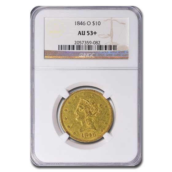1846-O $10 Liberty Gold Eagle AU-53+ NGC 1846-O $10 Liberty Gold Eagle AU-53+ NGC