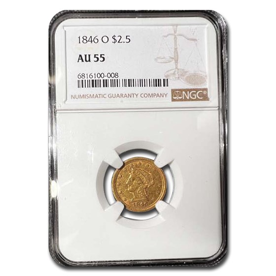 1846-O $2.50 Liberty Gold Quarter Eagle AU-55 NGC 1846-O $2.50 Liberty Gold Quarter Eagle AU-55 NGC