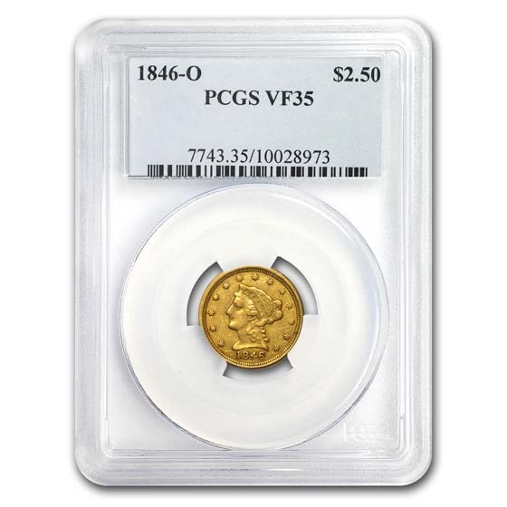 1846-O $2.50 Liberty Gold Quarter Eagle VF-35 PCGS 1846-O $2.50 Liberty Gold Quarter Eagle VF-35 PCGS