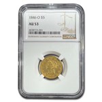 1846-O $5 Liberty Gold Half Eagle AU-53 NGC