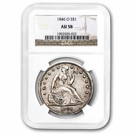 1846-O Liberty Seated Dollar AU-58 NGC