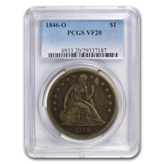 1846-O Liberty Seated Dollar VF-20 PCGS 1846-O Liberty Seated Dollar VF-20 PCGS