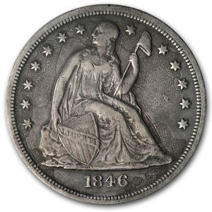 1846-O Liberty Seated Dollar XF Details (Pitted) 1846-O Liberty Seated Dollar XF Details (Pitted)