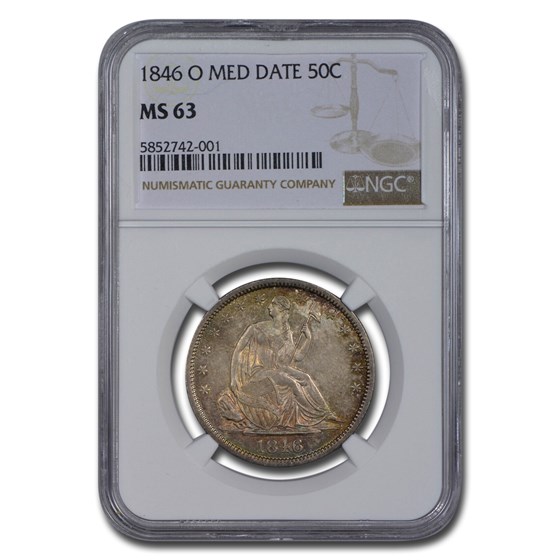 1846-O Liberty Seated Half Dollar MS-63 NGC (Medium Date) 1846-O Liberty Seated Half Dollar MS-63 NGC (Medium Date)