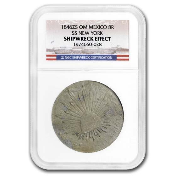 記念像、稀少 价值ある物 珍截品。 Buy 1846-ZS OM Mexico Silver 8 Reales (SS New York) Shipwreck