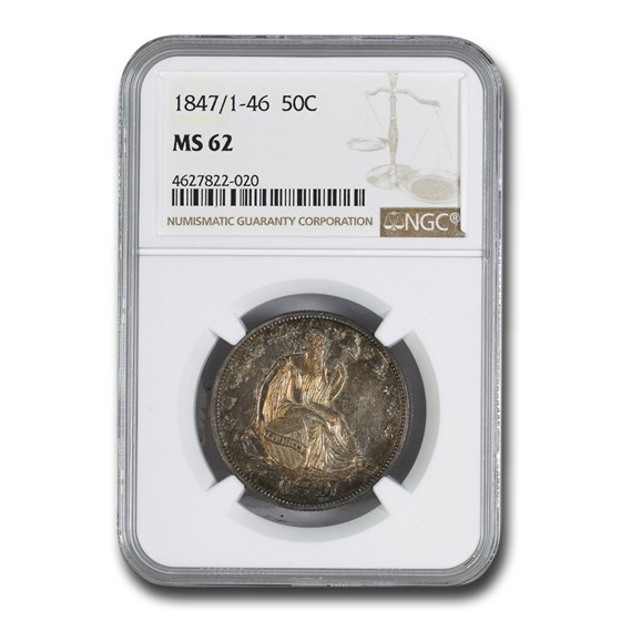 1847/1-46 Liberty Seated Half Dollar MS-62 NGC 1847/1-46 Liberty Seated Half Dollar MS-62 NGC