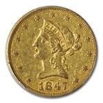 1847 $10 Liberty Gold Eagle AU-50 PCGS
