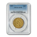 1847 $10 Liberty Gold Eagle AU-50 PCGS