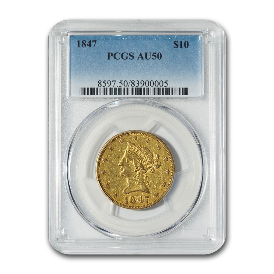 1847 $10 Liberty Gold Eagle AU-50 PCGS