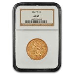 1847 $10 Liberty Gold Eagle AU-53 NGC