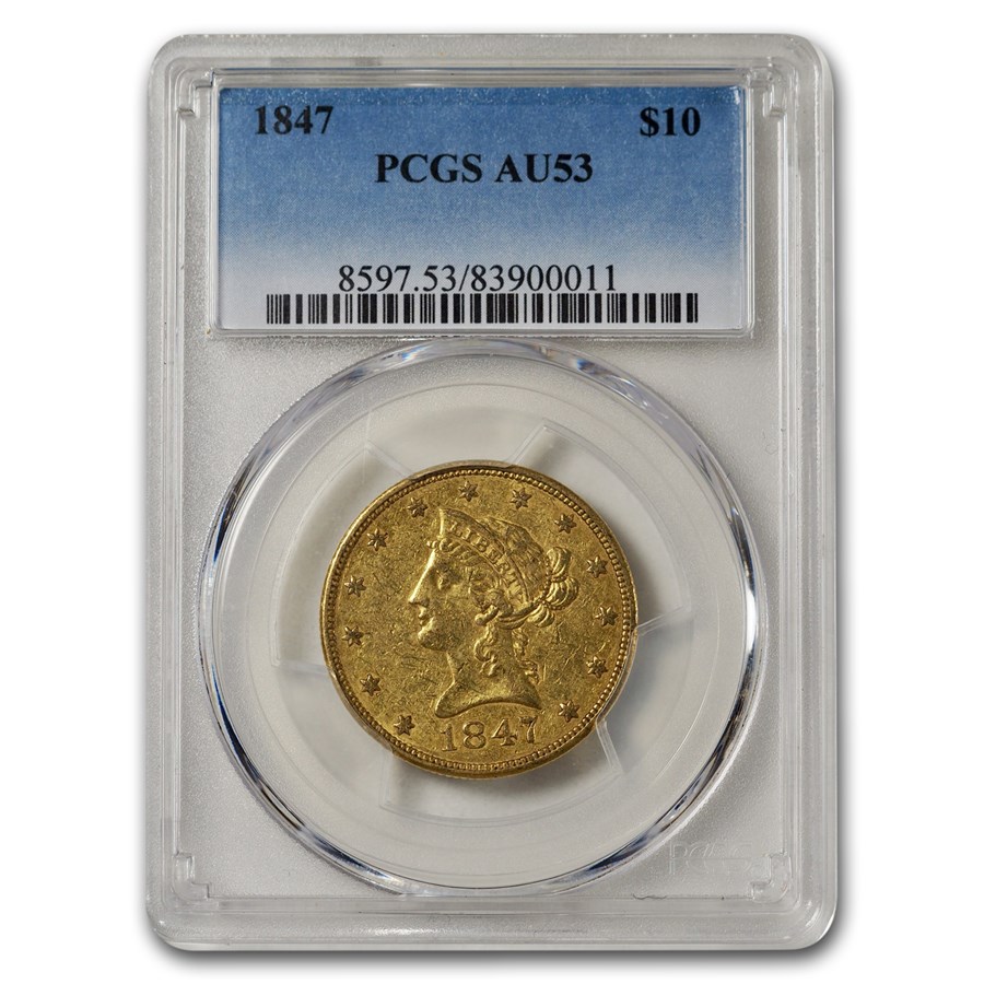 1847 $10 Liberty Gold Eagle AU-53 PCGS