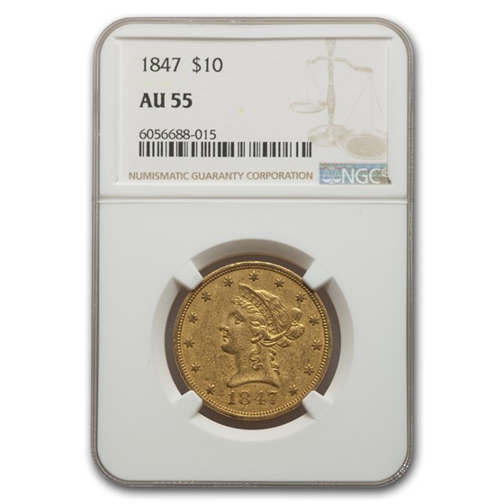 1847 $10 Liberty Gold Eagle AU-55 NGC