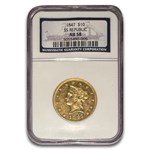 1847 $10 Liberty Gold Eagle AU-58 NGC (SS Republic)