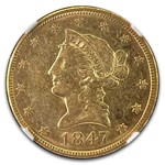 1847 $10 Liberty Gold Eagle AU-58 NGC
