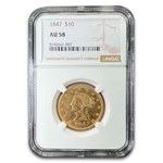 1847 $10 Liberty Gold Eagle AU-58 NGC