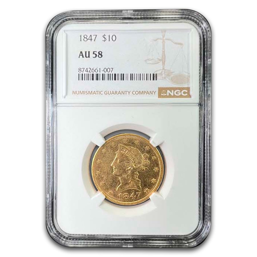 1847 $10 Liberty Gold Eagle AU-58 NGC