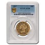 1847 $10 Liberty Gold Eagle AU-58 PCGS