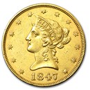 1847 $10 Liberty Gold Eagle AU