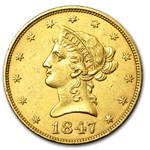 1847 $10 Liberty Gold Eagle AU