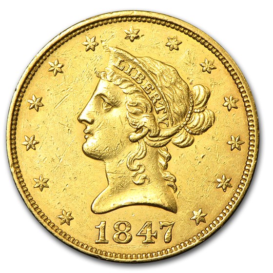 1847 $10 Liberty Gold Eagle AU 1847 $10 Liberty Gold Eagle AU