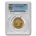 1847 $10 Liberty Gold Eagle MS-61 PCGS