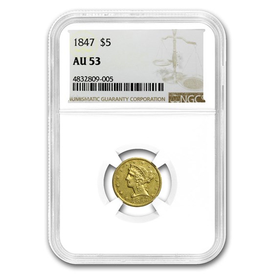 1847 $5 Liberty Gold Half Eagle AU 1847 $5 Liberty Gold Half Eagle AU