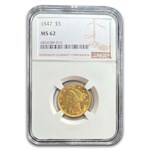 1847 $5 Liberty Gold Half Eagle MS-62 NGC