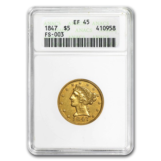 1847 $5 Liberty Gold Half Eagle XF (MPD FS-003) 1847 $5 Liberty Gold Half Eagle XF (MPD FS-003)