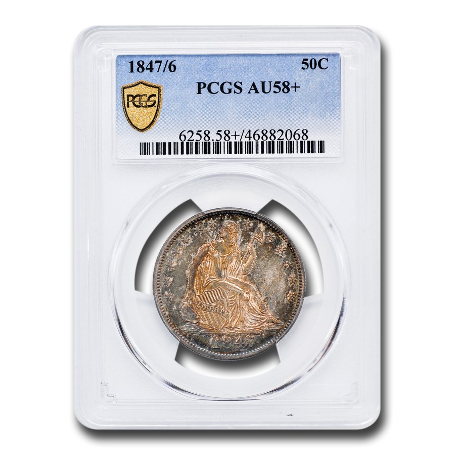 1847/6 Liberty Seated Half Dollar AU-58+ PCGS