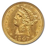 1847/7 $5 Liberty Gold Half Eagle MS-62 NGC