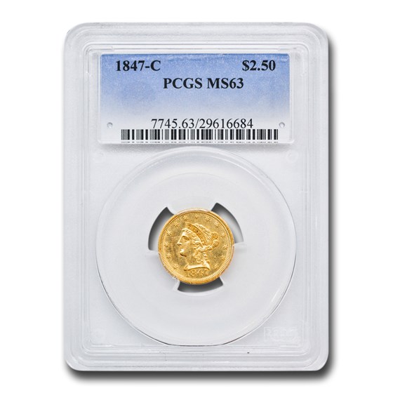 1847-C $2.50 Liberty Gold Quarter Eagle MS-63 PCGS 1847-C $2.50 Liberty Gold Quarter Eagle MS-63 PCGS