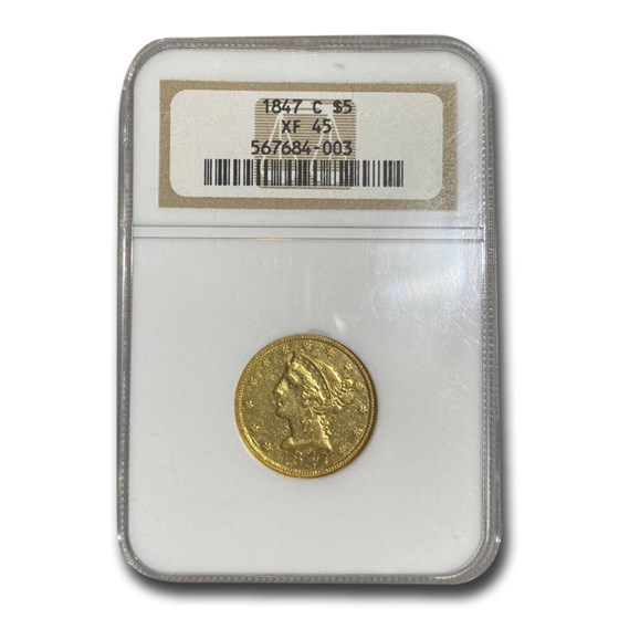 1847-C $5 Liberty Gold Half Eagle XF-45 NGC 1847-C $5 Liberty Gold Half Eagle XF-45 NGC
