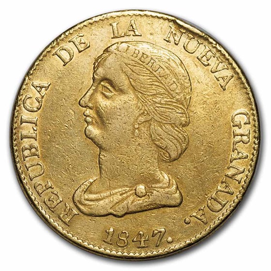 1847 Colombia Gold 16 Peso XF 1847 Colombia Gold 16 Peso XF