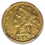 1847-D $5 Liberty Gold Half Eagle AU-55 NGC