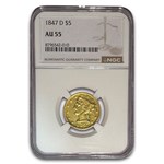 1847-D $5 Liberty Gold Half Eagle AU-55 NGC