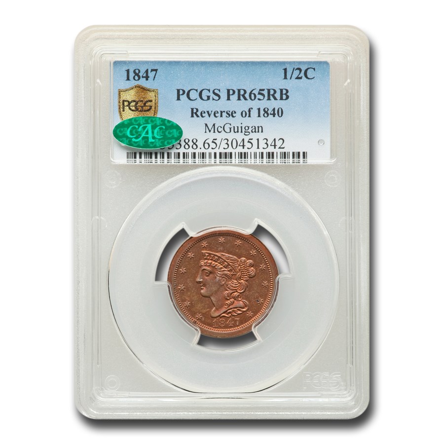 1847 Half Cent PR-65 PCGS CAC (Red/Brown, Reverse of 1840)