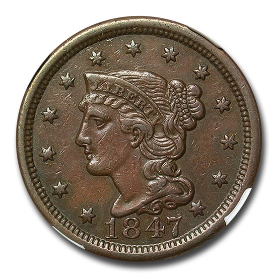 1847 Large Cent AU-53 NGC 1847 Large Cent AU-53 NGC