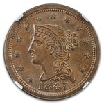1847 Large Cent MS-66 NGC (Brown)